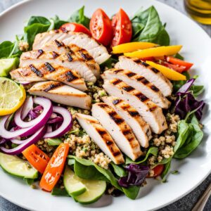 Receita de Salada de Quinoa com Legumes e Frango Grelhado