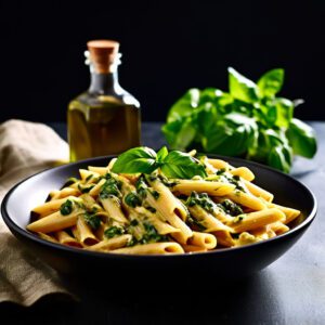 Receita de Macarrão ao Molho Pesto com Manjericão Fresco e Pinoli