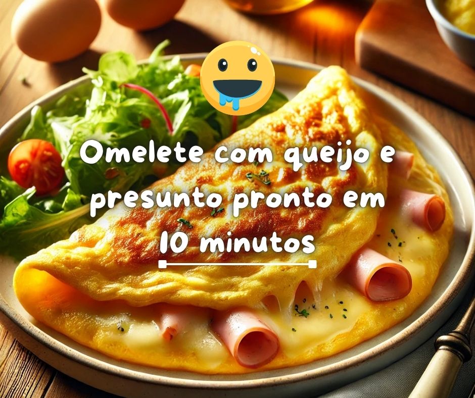 Omelete com queijo e presunto pronto em 10 minutos 😍