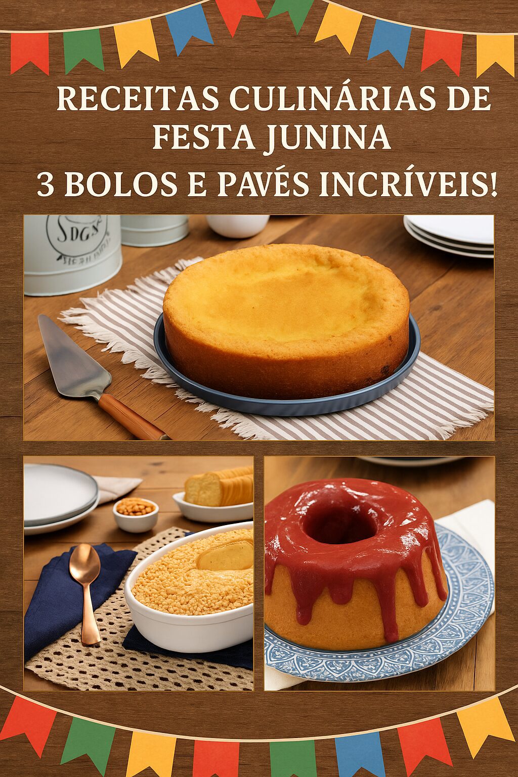 Receitas Culinárias de Festa Junina: 3 Bolos e Pavês Incríveis! 10 Receitas Culinárias de Festa Junina
