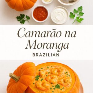Pinterest style vertical image of Brazilian camaro na moranga
