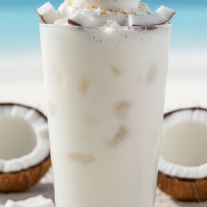 Creamy coconut batida cocktail in an elegant tall glass