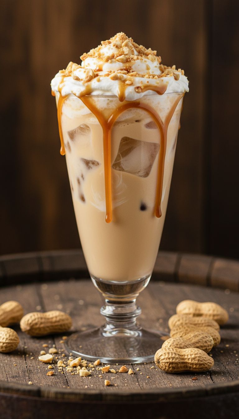 Creamy peanut butter cocktail batida in an elegant