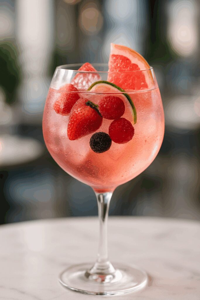 pink gin tonic coqueteis