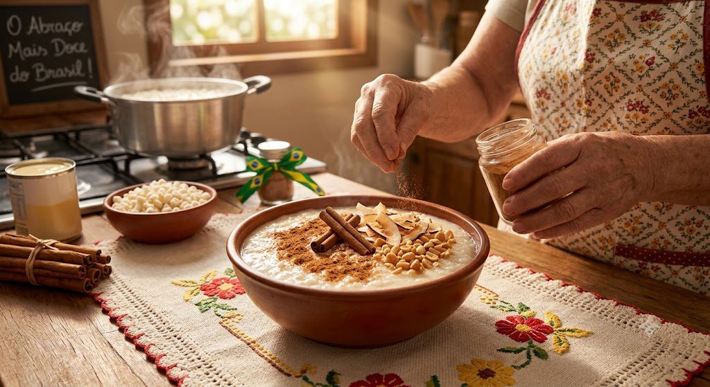 Canjica Cremosa da Vovó: O Abraço Mais Doce do Brasil! 🇧🇷🌽✨: 35 Minutos de Preparo | Receita Fácil
