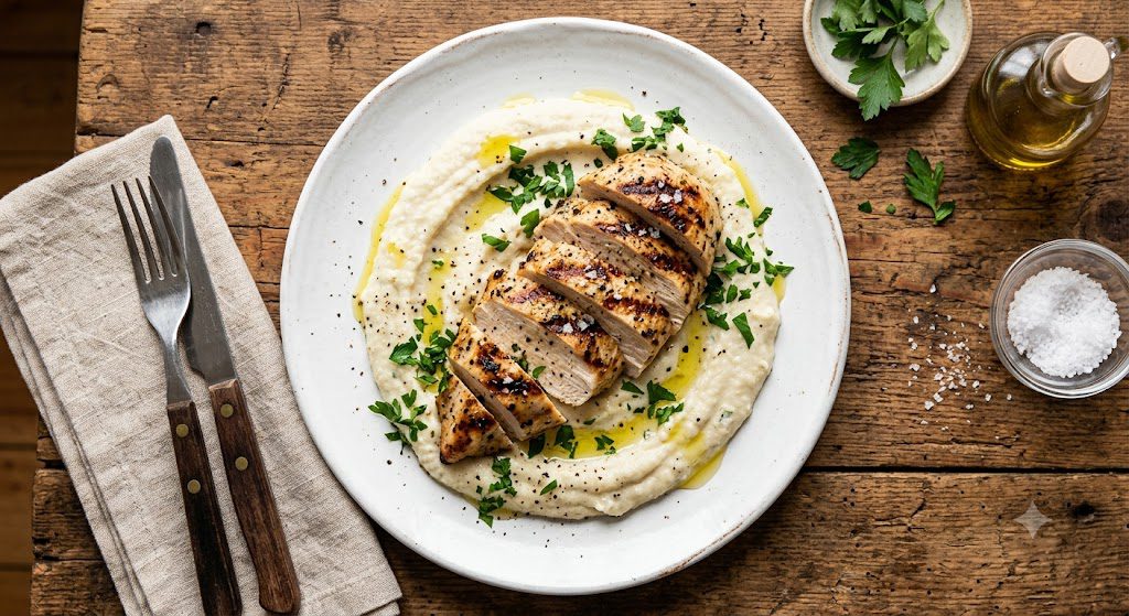 Frango grelhado com purê de couve-flor: jantar low-carb em 35 minutos 6 frango grelhado low carb