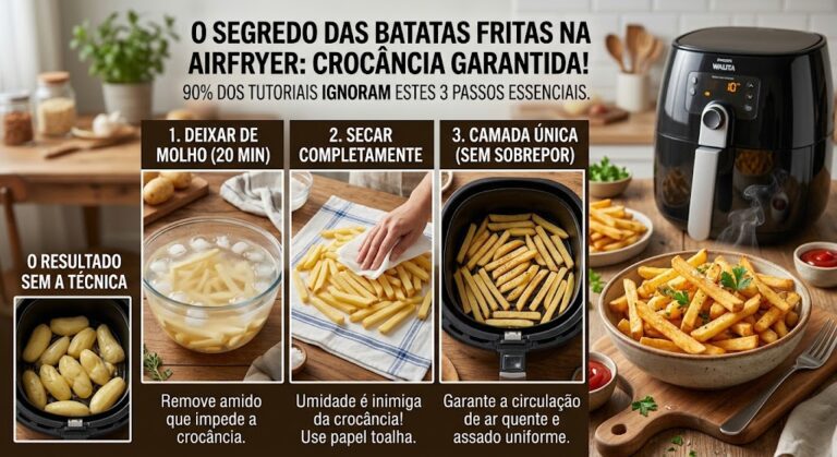Batata Frita na Airfryer: crocante por fora e macia por dentro sem óleo