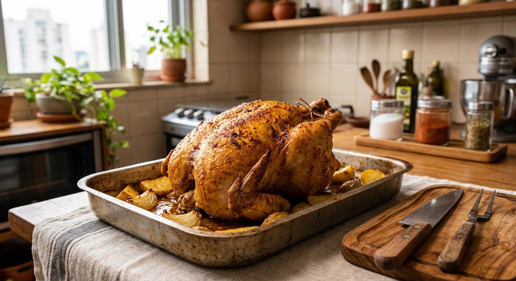 Frango Assado Inteiro no Forno: crocante por fora, suculento por dentro 2 Frango Assado Inteiro no Forno
