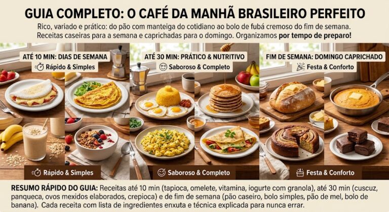 Receitas de Café da Manhã Caseiras: guia completo do pão ao bolo