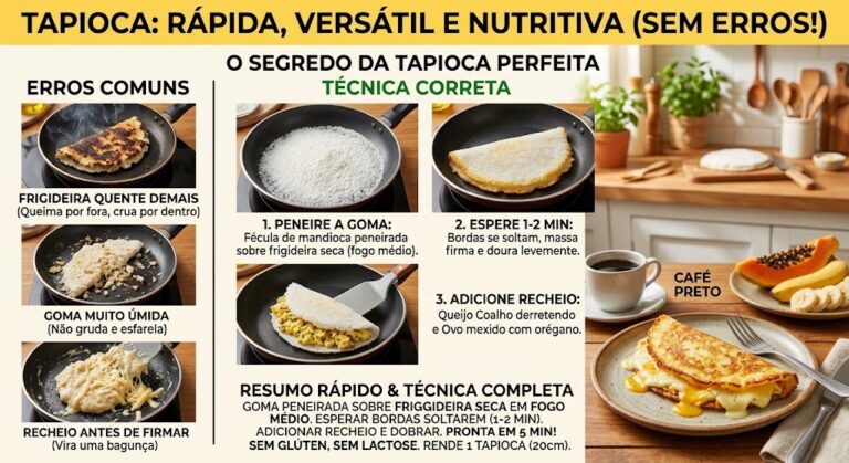 Tapioca Caseira Recheada: doce e salgada em 5 minutos sem glúten