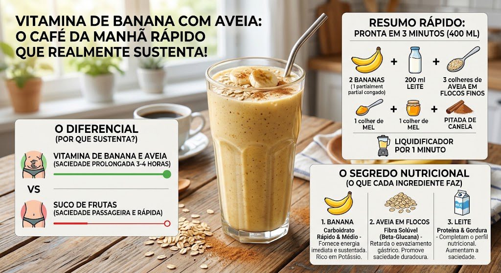 Vitamina de Banana com Aveia: nutritiva, encorpada e sustenta até o almoço 2 Vitamina de Banana com Aveia